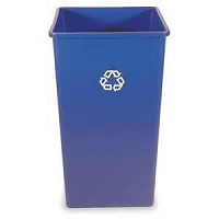 50 GAL SQUARE UNTOUCHABLE WASTEBASKET W/WE RECYCLE, BLUE