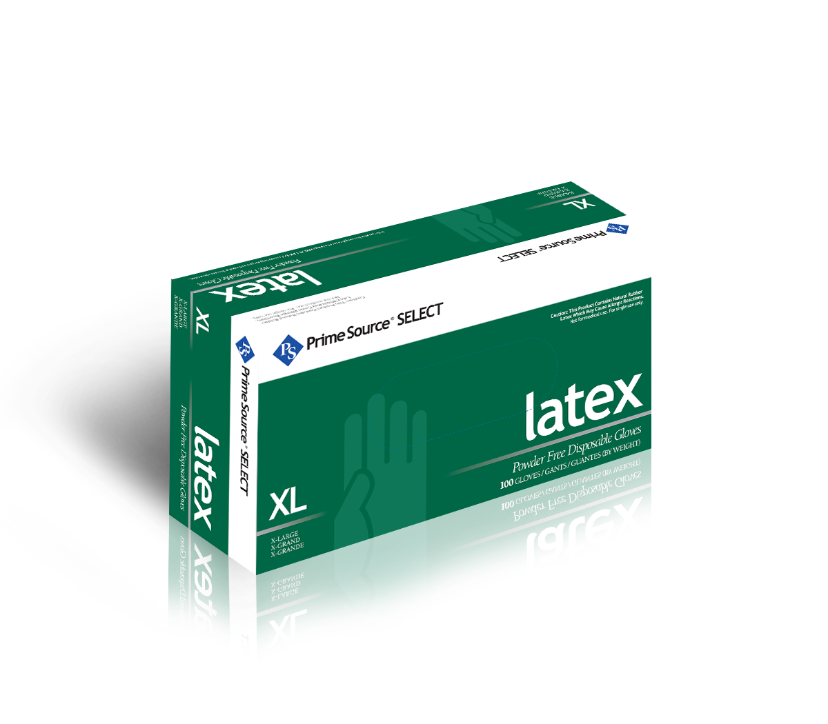 XL LIGHT POWDERD LATEX GLOVE,  PRIMESOURCE SELECT 100/BOX