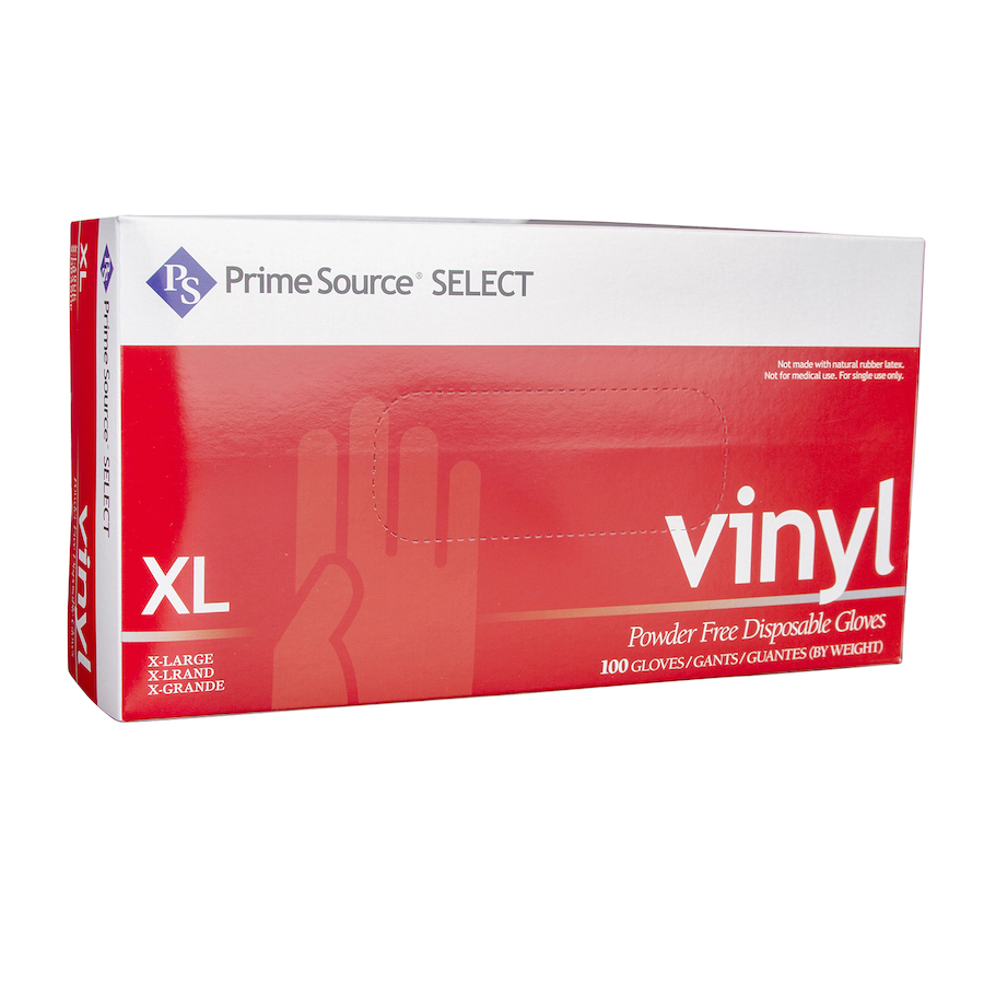 XL POWDER FREE VINYL GLOVE  PRIMESOURCE SELECT, 100/BOX