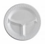 9&quot; STYROFOAM 3 COMPARTMENT DIVIDED PLATE UNLAMINATED,